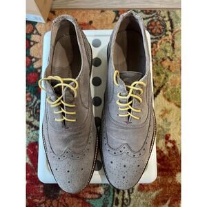 Banana Republic Wingtip Suede leather Oxfords Gray /Lime Men's shoes 9.5